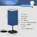 Sailstar 3-Way Dimmable Touch Bedside Lamp with USB C+A Ports, Navy Blue, LED Bulbs Included, Ideal for Bedroom & Living Room Decor - Image 2