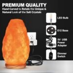 USB Himalayan Salt Lamp with Touch Dimmer, Natural Pink Crystal, LED Bulb, Wooden Base – Ideal Home Decor Gift! - Image 4