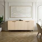 Walker Edison Reema 69" Fluted 4-Door Kitchen Sideboard Buffet Console in Coastal Oak - Image 7