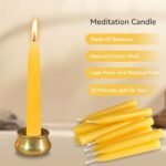 Gedengni Mini Taper Candles - 20-Minute Dripless Beeswax Candles with Brass Holders (30-Pack) for Meditation & Rituals. - Image 7