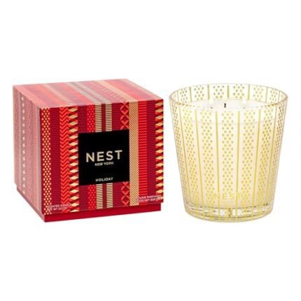 NEST New York Scented 3-Wick Christmas Candle, Holiday - 21.2 oz - Up to 100-Hour Burn Time - Reusable Glass Vessel