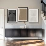 Large Framed Boho Neutral Abstract Wall Art Set – 3-Piece Black, White, Brown Prints for Modern Living Room & Office Decor, 24x36 In - Image 3