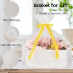 OIAHOMY Woven Basket - Empty Gift Basket with Bags & Ribbons, Ideal for Baby Showers, Nursery Storage, & Pet Toys - White - Image 4