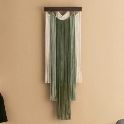 Macrame Wall Hanging 15.7x47.2Inch Fiber Handmade Macrame Wall Hanging Bohemian Yarn Tapestry Living Room Bedroom Modern Home Decor For Boho Home Decoration (A)