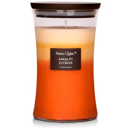 HomeLights 3-Layer Candles for Home Scented, 21.52 OZ Natural Soy Wax Scented Candles Burns Up to 100 Hours, Large Jar, Amalfi Citrus