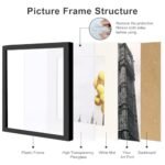 BSRHOME 12x12 Picture Frame Set of 9 - Display 8x8 with Mat or 12x12 Without Mat, Ideal for Wall or Tabletop. - Image 5