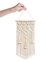 Mkono 2-Pc Macrame Wall Hanging - Boho Chic Geometric Decor for Bedroom, Nursery, or Apartment. Perfect Gift for Birthdays & Christmas! 18" L x 9.5" W. - Image 5