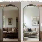 Antok 71"x28" Arched Full-Length Mirror: Elegant Bronze Carved Floor Mirror for Bedroom & Living Room Decor. - Image 3