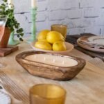 10-Inch Wooden Dough Bowl Soy Candle | Farmhouse Table Decor | 4-Wick Wooden Centerpiece - Image 9