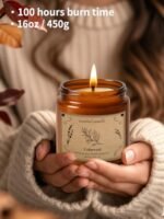 Cedarwood Soy Wax Candle - 16oz Large Jar, 100-Hour Burn Time for Cozy Aromatherapy & Gifts. - Image 4