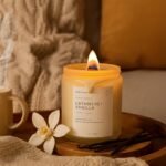 Vanilla Cashmere Scented Candle - Hand-Poured Soy Wax, 50 hrs, Crackling Wood Wick, Soothing Aroma. - Image 3