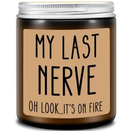 Homsolver Gifts for Women, Funny Friendship Gift for Best Friend - My Last Nerve Lavender Candle - Birthday Christmas Unique White Elephant Stocking Stuffers Gifts for Adults, Women, Her, BFF, Sister