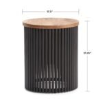 SIMPLIHOME Demy 18" Metal and Wood Accent Table - Round Industrial Side or Coffee Table in Natural and Black. Stylish, Compact Design for Living Room. - Image 2