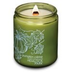 Hemlock Park Pumpkin Crème Green Glass Candle | Handcrafted Coconut Wax, 8 oz Wood Wick - Image 2