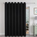 Joydeco Blackout Patio Sliding Door Curtains 84 Inches Long, Grommet Privacy Room Divider Curtains, Extra Wide Thermal Blackout Drapes for Bedroom Living Room (Black, 100Wx84L, 1 Panel)