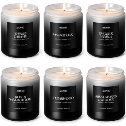 AOOVOO Scented Candles Set for Men - 6 Pack Mens Candles for Home Scented, 42 oz Soy Wax, 300 Hour Long Lasting Candle, Soy Candle Gifts Set for Men, Birthday, Valentine, Christmas