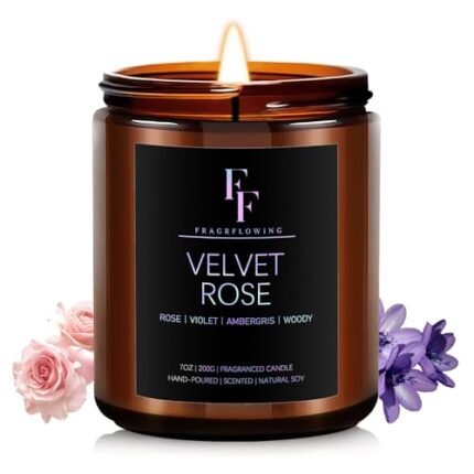 Velvet Rose Candle, Scented Candle for Home Soy Wax Candle, Aromatherapy Candle Gift for Women Men, 7oz