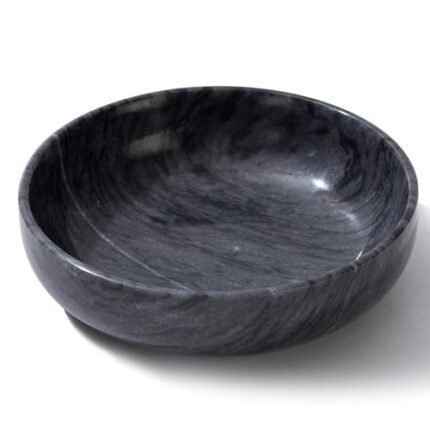 CM CHIC MONDAY 5.91'' Large Decorative Marble Bowl for Home Decor, Key, Incense Burner, Smudge, Coffee Tables Centerpiece, Soap Serving (Black)