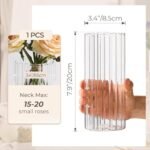 ComSaf Clear Glass Cylinder Vases - 8" Ribbed Hurricane Candle Holders for Weddings, Home Decor, Gifts. - Image 2