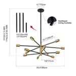 RUIYEY Sputnik Modern Chandelier: 12-Light Adjustable Gold & Black Fixture for Dining, Living & Kitchen Island. - Image 2
