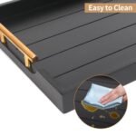 SXNOWS Large Coffee Table Tray: Wooden Serving Tray for Living Room with 2 Handles & 4 Round Coasters, Black. - Image 7