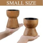 NIKKY HOME Farmhouse Wooden Candle Holders Set of 2 - Rustic Solid Wood Pillar Decor for Mantle or Table, Brown - Image 5