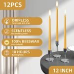12-Pack 12-Inch Handcrafted Beeswax Candles – Dripless, 10-Hour Burn for Elegant Dining & Celebrations. - Image 2