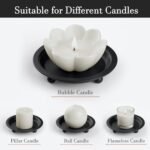 Beeutik Black Candle Holder Set: 2 Round 4.13" Iron Candle Stands for Pillar & Ball Candles, Perfect for Home Decor. - Image 4