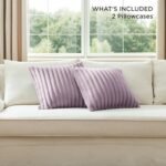 Bedsure 18x18 Throw Pillow Covers - Set of 2, Soft and Cozy Striped Design in Light Purple for Sofa, Couch, Bed. - Image 7