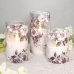 Rose LED Flameless Glass Candles with Remote & Timer - Battery Operated Floral Decor for Spring, Easter & Holidays - Set of 3 - Image 2