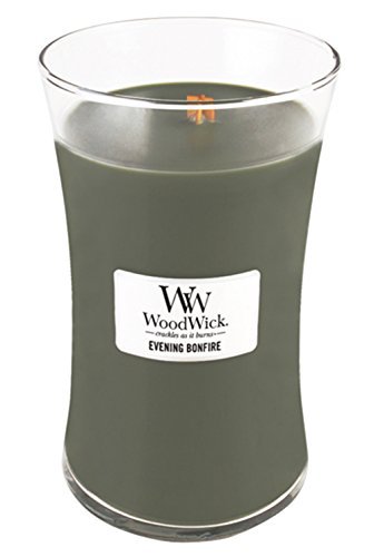 WoodWick Evening Bonfire Holiday Candle Gifts for Women and Men, 21.5 oz Large Hourglass Candle with Crackling Wick