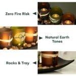 Dawhud Direct Vintage Flameless Votive Candle Holders Set with 3 LED Tea Lights & Tray for Fall Decor - Image 5