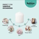BOLSIUS 12 White Pillar Candles Set - 2.3 x 3 inches, 17 Hours Clean Burn, No Palm Oil, 0% Animal Fat, European Quality for Weddings & Events. - Image 4