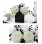 LADADA Artificial Flowers in Small Ceramic Vases – White & Black Roses for Home, Office, and Wedding Decor. - Image 3