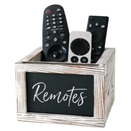Remote Control Holder For Table - Farmhouse Tv Stand Decor - Tv Remote Holder For Bed - Hostess Gifts Rustic Wood Remote Caddy For Table - Bedside Remote Control Holder - Remote Holder For Table