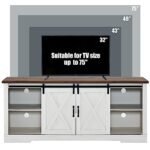 AMERLIFE 4-Piece Farmhouse Living Room Set: Includes a Sliding Barn Door TV Stand, Coffee Table, and Two End Tables with USB Charging. Distressed White, 66". - Image 7