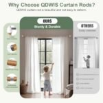 QDWIS 48-84” Wood Curtain Rods, 1” Diameter, Boho Design with Imitation Wood Grain Finials, Natural Wood. - Image 4