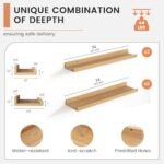 Set of 4 Picture Ledge Floating Shelves, 24" Natural Oak, Ideal for Nursery, Kids' Books, Toys, and Home Decor. - Image 3