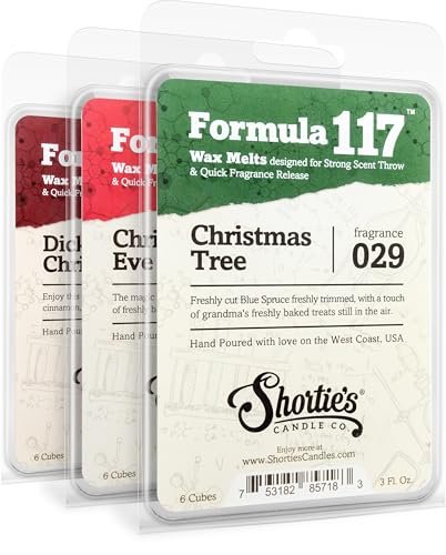 Formula 117 Dicken's Christmas, Christmas Eve & Tree Scented Wax Melts Variety Pack - 3 Highly Scented 3 Oz. Bars - Made With Natural Oils
