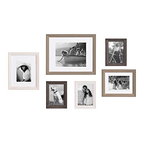 Kate and Laurel Bordeaux Wall Frame Kit: Set of 6 Kate and Laurel Bordeaux Gallery Frame Wall Kit, Set of 6 with Assorted Size Frames in 3 Different Finishes - Whitewash, Charcoal Gray, and Rustic Gray