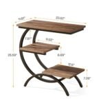 Tribesigns C-Shaped End Table: Industrial 3-Tier Side Table with Storage for Small Spaces, Rustic Brown. - Image 2