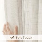 FMFUNCTEX 84" Sheer Linen Sliding Door Curtain - Extra Wide 100" Beige Drapes, Semi-Sheer Grommet Panel - Image 8