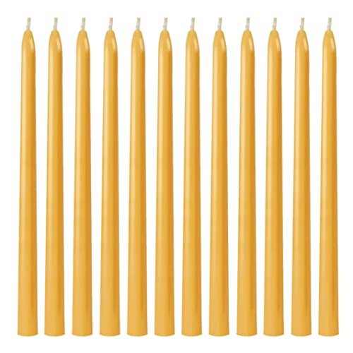 12-Pack 12-Inch Handcrafted Beeswax Candles – Dripless, 10-Hour Burn for 12 Pack Taper Beeswax Candles 12 Inch - Handcrafted, Dripless, and 10 Hours Long Burning Beeswax Candles for Elegant Dining, Relaxing, and Celebrating - Set The Mood with Natural Beeswax Candles