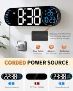 GLOKUUCA 17.2" Digital Wall Clock - Color-Changing Remote, Date, Week, Temp, Auto Dim, Night Light - Image 9
