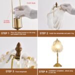 Xiaojuande Retro Shell Desk Lamp: Pearl White Glass with Golden Base, Coastal Style for Living Room & Bedroom. - Image 9