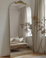 Antok 71"x28" Arched Full-Length Mirror: Elegant Bronze Carved Floor Mirror for Bedroom & Living Room Decor. - Image 2