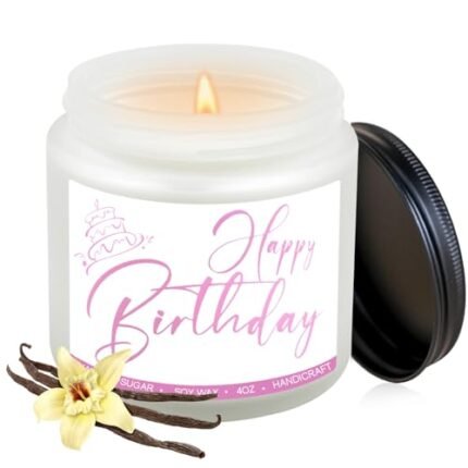 Birthday Candles Gifts for Women, Birthday Gifts for Best Friend Gift Ideas, 4 oz Happy Birthday Candle with Vanilla Birthday Cake Scent 4OZ