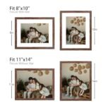 YESKAY 11x14 Photo Frame Set of 9, Rustic Brown Gallery Frames for 8x10 or 11x14 Photos, Mount or Display on Tables. - Image 2