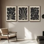 Framed 3D Wood Wall Art - Large Boho Floral Black & Beige, 3-Piece Decor for Living Room, Office & Hallway, 24x36 Inches. - Image 5