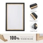 Framed 2-Piece Vertical Abstract Wall Art Set in Black, White & Gold for Modern Decor - Image 6